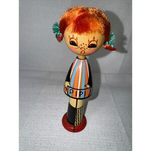 Vintage‎ Salvo Russian USSR Wooden Pipi Doll Handpainted 6" Tall